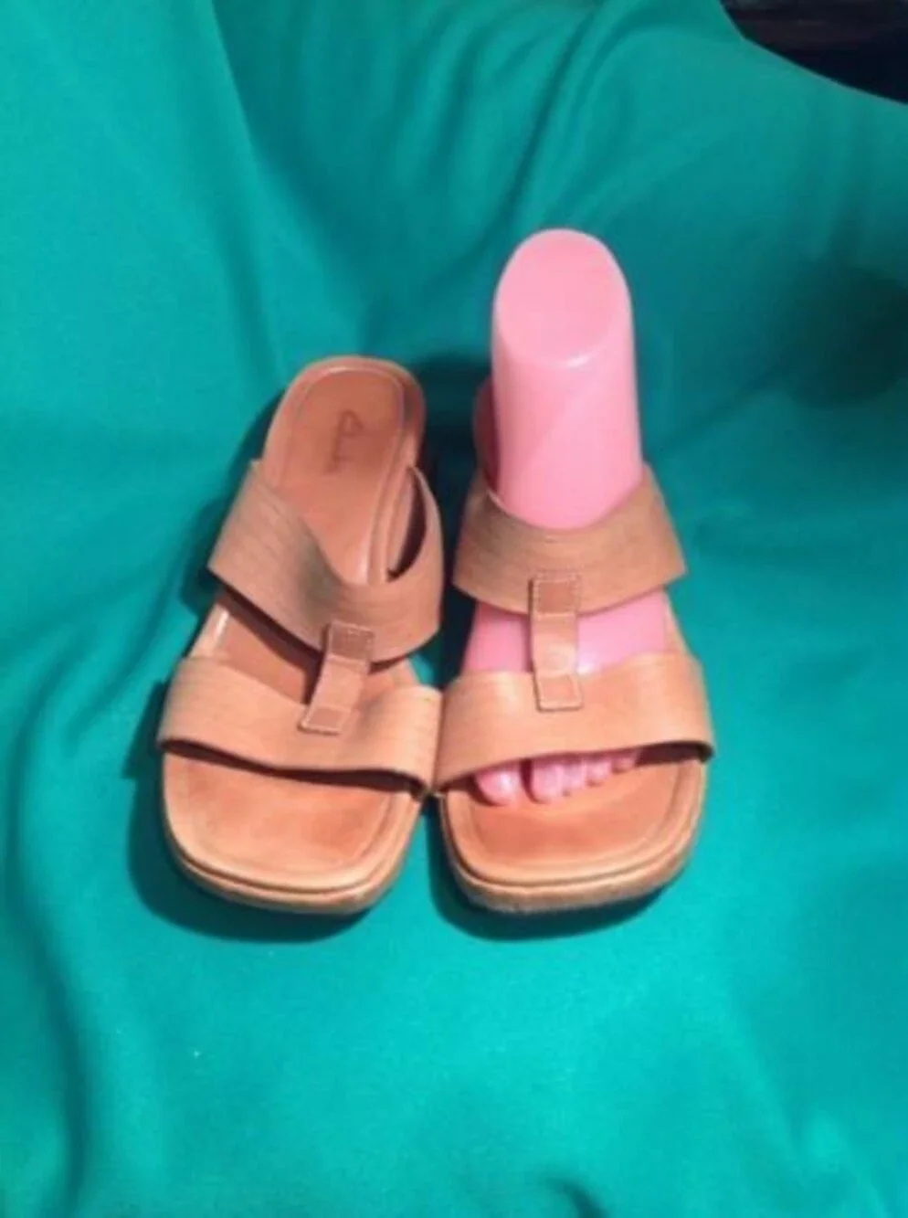 CLARKS 30523 WOMEN'S 9M TAN LEATHER STRAPPY WEDGE SANDALS SHOES MRSP $78